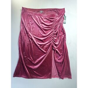 Terra & Sky Womens Plus Size 3x  Sparkling Merlot Velvet Midi Skirt !WTS